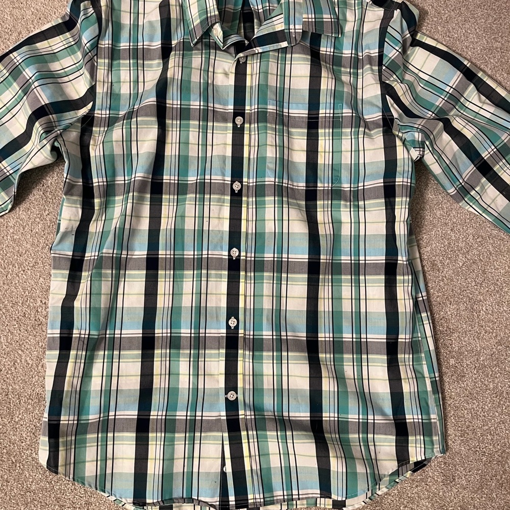 Old Navy Men's Casual Plaid Shirt - Teal and Navy
